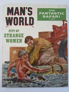 Men's World Magazine v. 2 #4, Jul. 1956 VG Bob Doares Piranha Attack Cover! - Picture 1 of 6