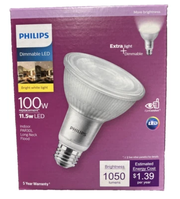 Philips Bright White 100W Equivalence PAR30L Long Neck E26 Base 1050 lm. - Image 1 of 3