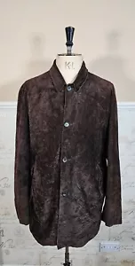 Hugo Boss Kalbsleder Wildleder Jacke Herren UK 46 / EU 56 Braun Overshirt 2XL - Bild 1 von 23