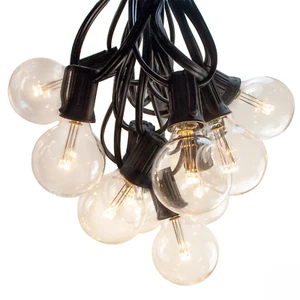 G40 LED Warm White Black String Lights Set For Outdoor Indoor Patio Deck Room - Picture 1 of 5