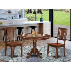 3 Pc set with a Round Small Table and 2 Wood Dinette Chairs in ... - Picture 1 of 4