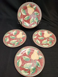 Pier 1 Mosaic Fruit Earthenware SALAD Plates 8.25" Italy Discontinued Set of 4 - Picture 1 of 4