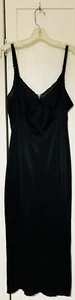 OLGA LONG CLASSIC BLACK SLIP GOWN 34 NYLON STYLE 981L RN19090 CHEMISE - Picture 1 of 3