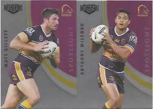 2019 TLA Elite Nrl Spotlight (SP 01 & 02) GILLETT / MILFORD Broncos - Picture 1 of 1