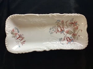 Antique - Serving Tray - Pinkish & Blue Fuchsia - off white - decorative border - Picture 1 of 4