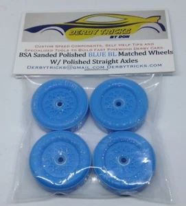 Pinewood Derby blau schwarz leicht gedreht & poliert Speed Wheels $ Achsen - Bild 1 von 7