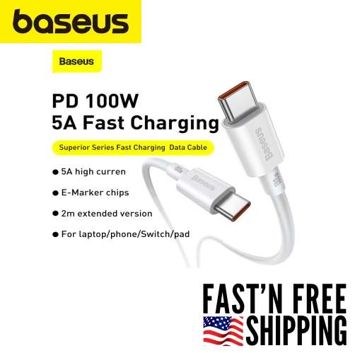 100W Type C to Type C Fast Charger USB-C Cord PD Cable - Image 1 of 4