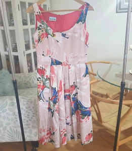 Maiocchi Pink Floral Dress Size 8 Sleeveless Summer Party Pleated Fit and Flare - Picture 1 of 7