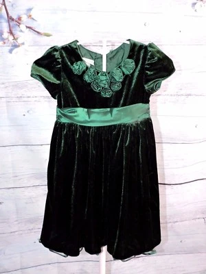 Bonnie Jean St Patricks Day Dress Holiday Green Velvet Tulle Party Satin Bow 5 - Image 1 of 4