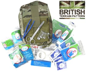 Army Combat Military Deluxe First Aid Kit Medical BTP Camo Travel Survival Pouch - Picture 1 of 1