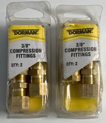 4x New Dorman Brass Compression Fittings 785-308D 3/8" - Image 1 of 4