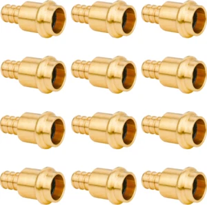 12 Pack 1/2" Press Propress x 1/2" PEX Adapter Crimp Fittings Brass Coupling - Picture 1 of 8