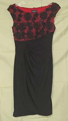 Vestido Vaina Connected Apparel Rojo y Negro Sin Mangas Cordones Talla 4 Foto 1 de 4