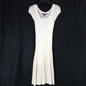 NWT BCBGMAXAZRIA Silk Dress XS White Cream Lace ANNA Slip Fit Flare Stretch - Picture 1 of 4