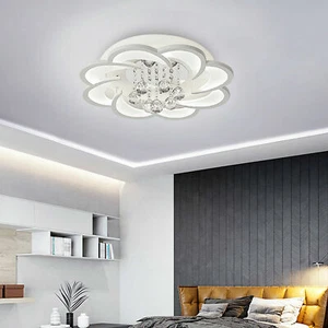 Modern Flower Shape Chandelier Crystal Ceiling Light Pedant Lamp Fixture Decor - Picture 1 of 11