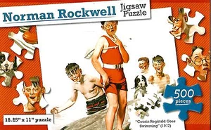 Puzzle 500pz Norman Rockwell Cugino Reginald Nuoto 181/4"X11" NUOVO #TY35 - Foto 1 di 1