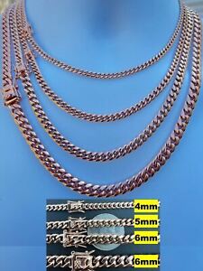 Miami Cuban Link Chain Necklace / Bracelet Rose Gold Plated Stainless Box Lock