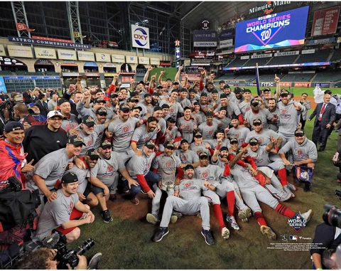 Washington Nationals Unsigned 2019 World Series Champion Team Celebration Photo Cover