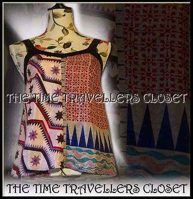 Kate Moss Topshop Multi Ivory Star Pure Silk Boho Vest Top Festival Vintage UK 8 - Image 1 of 4