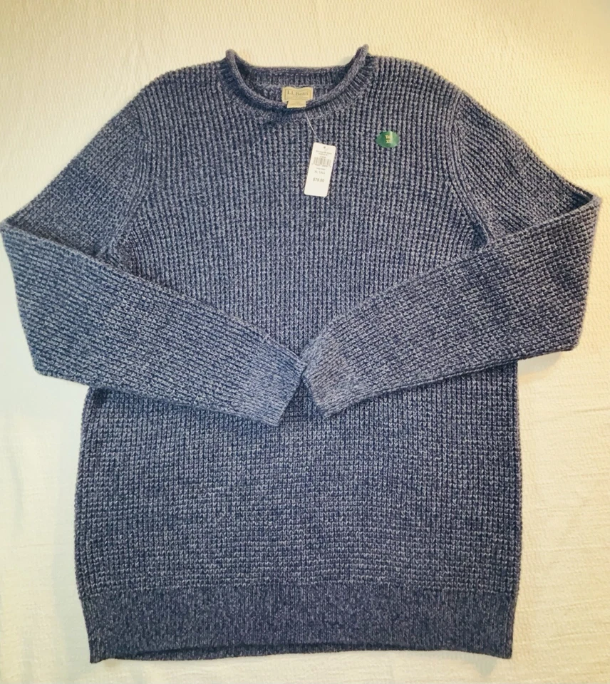 Suéter de cuello redondo tejido 100 % algodón LL Bean XLT para hombre. Nuevo Foto 1 de 4