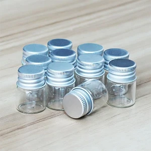5ml Mini 10-100pcs DIY Tiny Jars Crafts Glass Bottles Vials Oils Aluminum - Picture 1 of 6