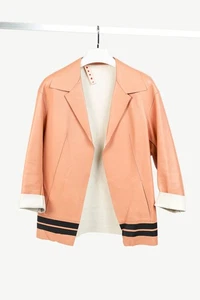 Marni R/15 Peach Leather Tulip-Print Jacket, Size US 4 - Bild 1 von 12