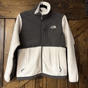 The North Face Jacket Womens Small White Gray Denali Polartec Fleece Hoodie TNF - Picture 1 of 19