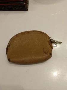 Vintage Longchamp hellbraune Leder Le Foulonne Geldbörse 4x3 Zoll - Bild 1 von 7