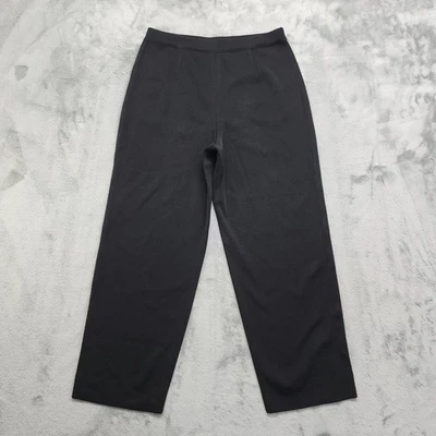 Vintage 80s Misook Pants Womens M Black Pull On Stretch Acrylic Knit Straight - Image 1 of 4