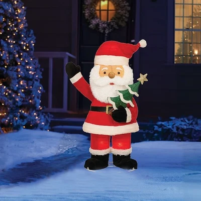 Decoración de patio de Santa independiente de 48 pulgadas para vida navideña con luces LED transparentes Foto 1 de 4