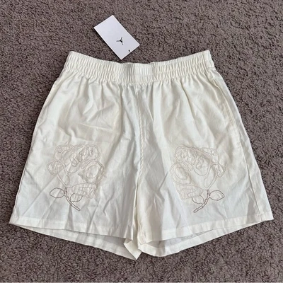 Jordan Air Womens White Embroidered Casual Short XS - Image 1 of 4