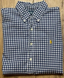 Ralph Lauren Hemd Herren Größe XL Custom Fit Knopfleiste weiß blau Gingham - Bild 1 von 7