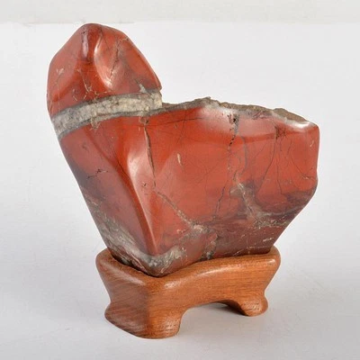 Suiseki Bonseki Bonsai Japonés Zen Sado Piedra Roja Piedra Roja con Base Karaki Foto 1 de 4