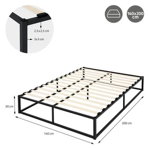 Somier metálico para cama de estructura de acero negro con/sin colchón de espuma - Imagen 1 de 14