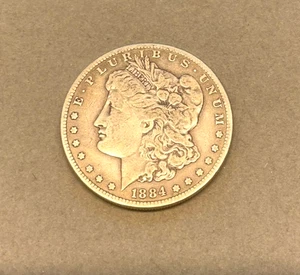 1884 S Morgan Silver Dollar Genuine VF Key #1013 - Picture 1 of 2