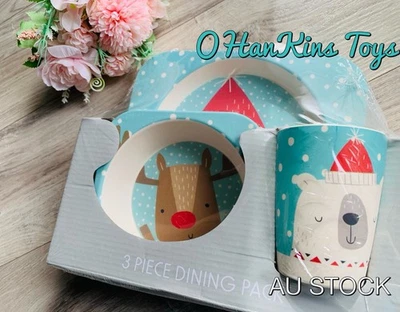 NEW! Christmas Tableware SET Bowl Plate Tumbler Santa Rudolph Baby Feeding GIFT - Bild 1 von 4