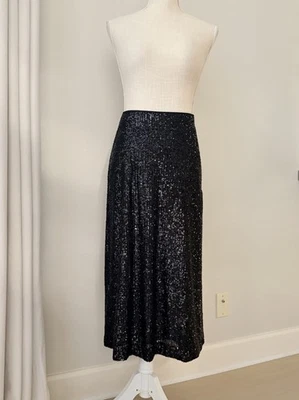 FALDA MIDI DE LENTEJUELAS NEGRA AZABACHE VINEYARD VINES TALLA S NUEVA CON ETIQUETAS $228 Foto 1 de 4