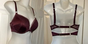 Victoria's Secret Push-up Underwire Strappy Bra Burgundy Sz 32DD - Picture 1 of 9