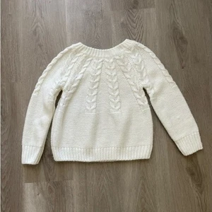 Copper Key Girls Sweater M White Crew Neck Long Sleeve Pullover Open Cable Knit - Picture 1 of 9