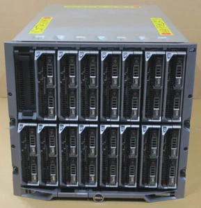 Dell PowerEdge M1000E Chassis W/ 15x M620 Blade Server 12x E5-2680 18x E5-2680v2 - Picture 1 of 2