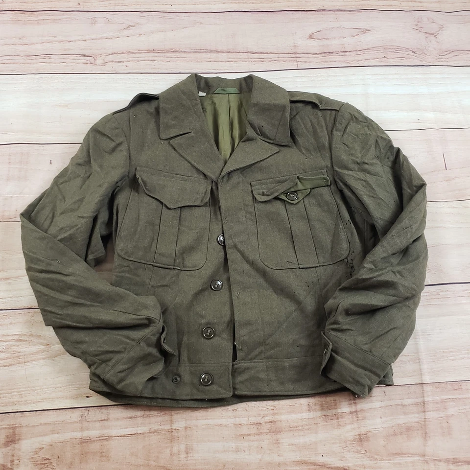Chaqueta de Campo Militar de Colección de Estados Unidos para Hombres 38R Verde Recortada Años 40 Segunda Guerra Mundial Lana ** Foto 1 de 4