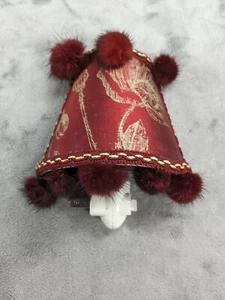 Vintage Night Light Lamp Shade Clip on Wall Plug Elegant Red Fabric - Picture 1 of 4