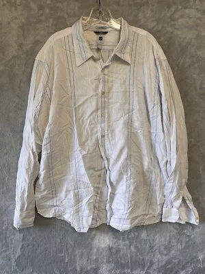 Gap классический мужской размер XXL на пуговицах платье рубашка синий белый желтовато-коричневый полоски EUC - Изображение 1 из 4