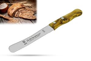 Frühstücksmesser Wellenschlif Brötchenmesser Buckelmesser Tischmesser Oliveholz  - Bild 1 von 8