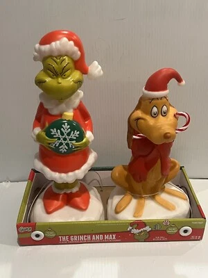 Grinch 14-in LED Dr Seuss' The Grinch & Max Blow Mold - Set of 2 new Christmas - Image 1 of 4