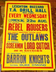 OUTLAWS LORD SUTCH SAVAGES RITCHIE BLACKMORE BUZZARD CONCERT POSTER AUGUST 1962 - Picture 1 of 2