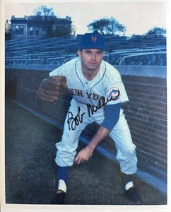 BOB MILLER DD 1962 New York Mets Left Hand Pitcher Wrigley Signed 8x10 Photo COA - Foto 1 di 2