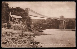 Menai Suspension Bridge River House Wales Frith Postcard - Picture 1 of 2