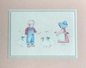 Vintage Faceless Children Goose Print Farm Amish Style Cottage Core Farmhouse - Picture 1 of 5