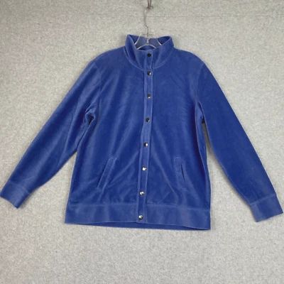 Kate Hill Jacket Womens M Blue Snap Front Long Sleeve Stretch Rib Knit Casual Foto 1 de 4